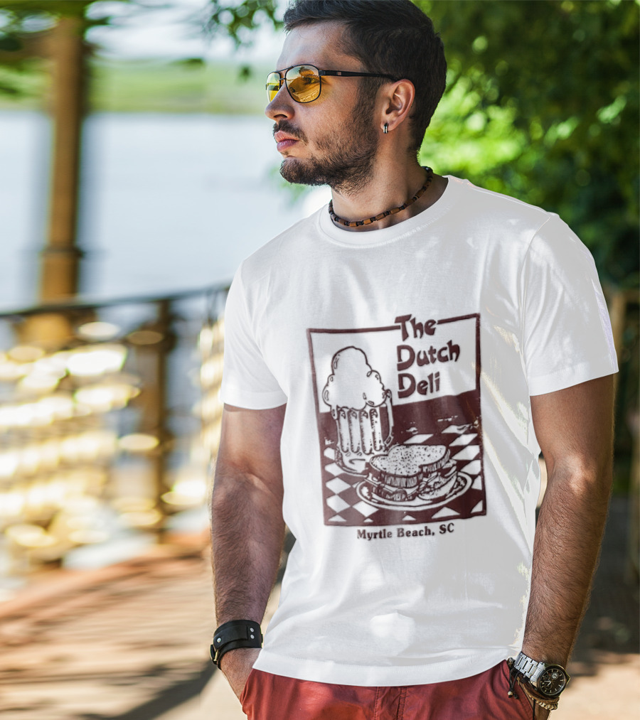 The Dutch Deli Myrtle Beach SC Beer Sandwich Checkered T-Shirt
