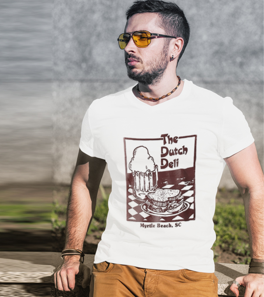 The Dutch Deli Myrtle Beach SC Beer Sandwich Checkered T-Shirt