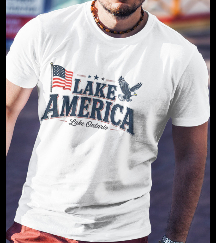Lake America Lake Ontario Eagle American Flag Souvenir T-Shirt