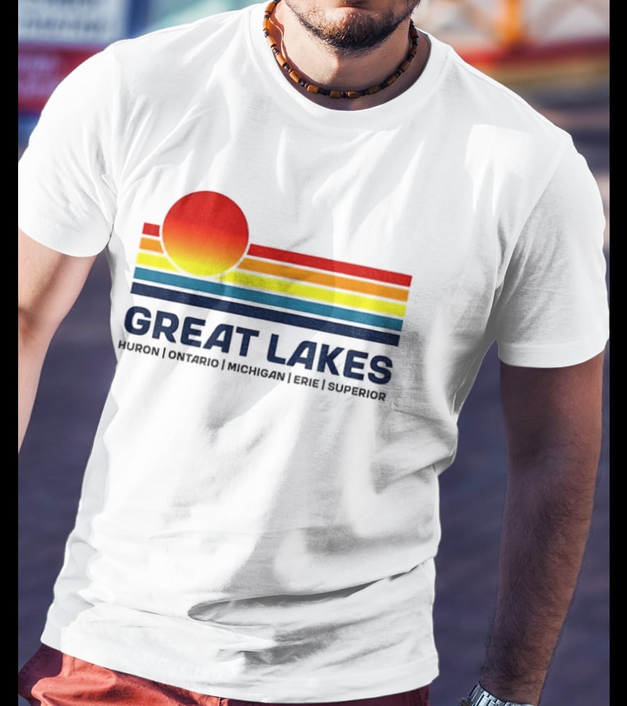 Great Lakes Huron Ontario Michigan Erie Superior Sunset T-Shirt