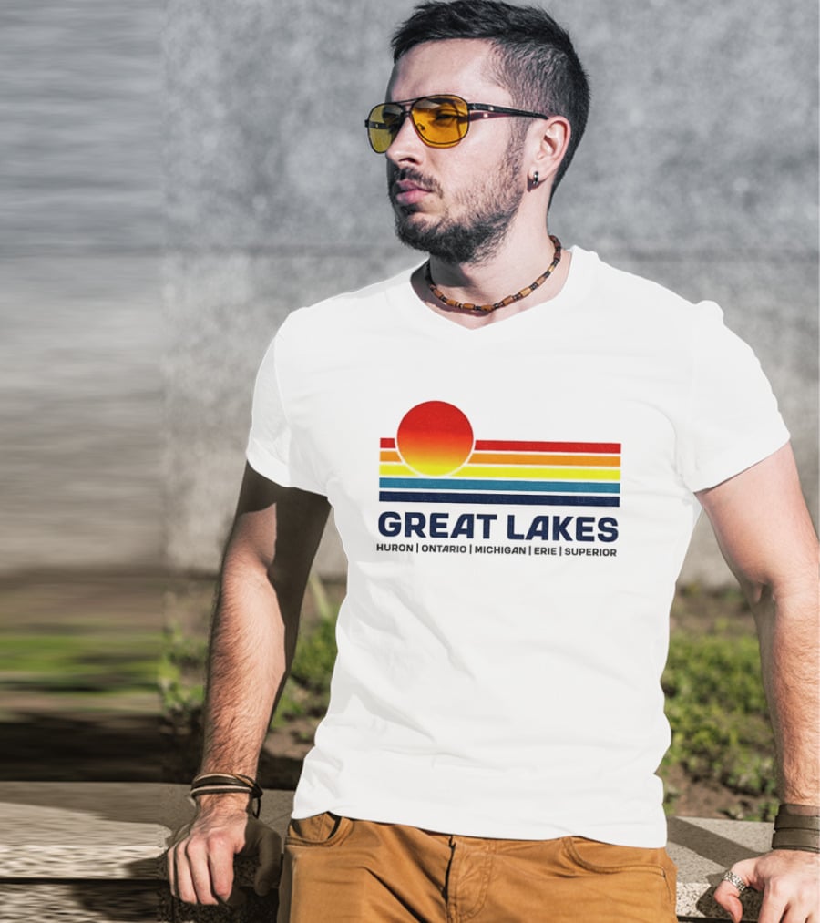 Great Lakes Huron Ontario Michigan Erie Superior Sunset T-Shirt