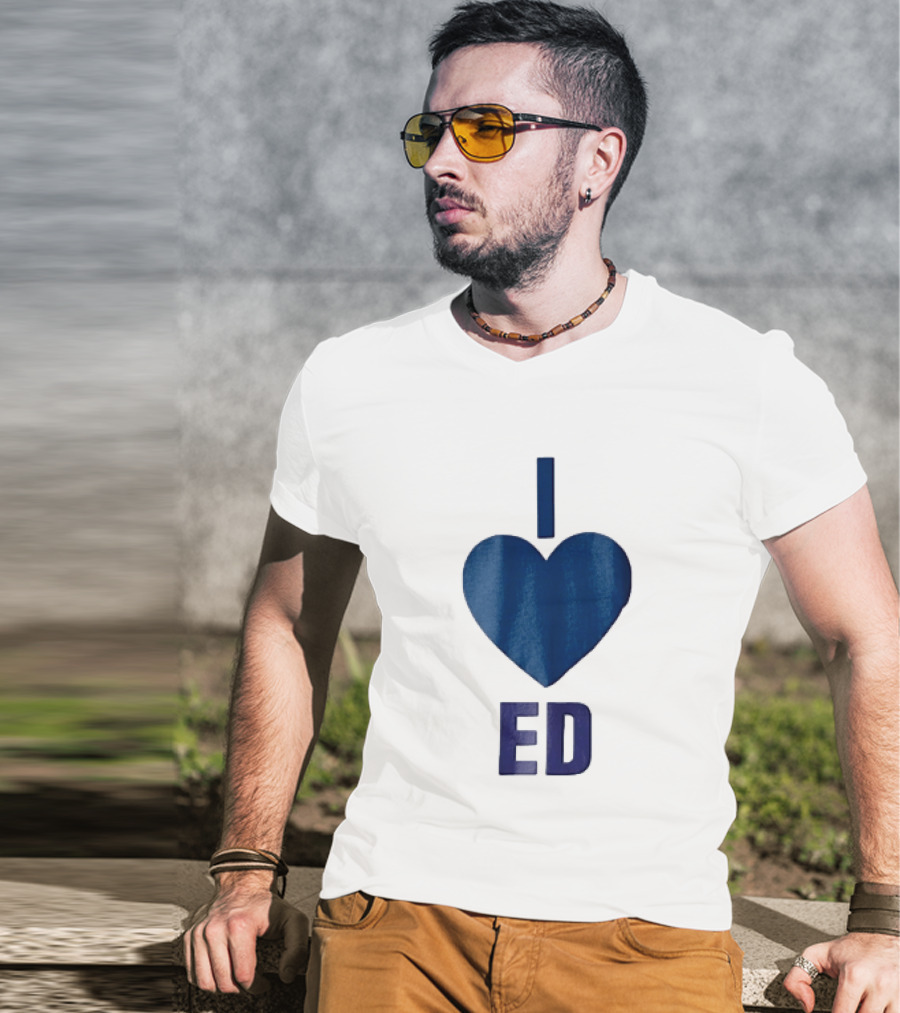 I Love ED Solid Blue T-Shirt