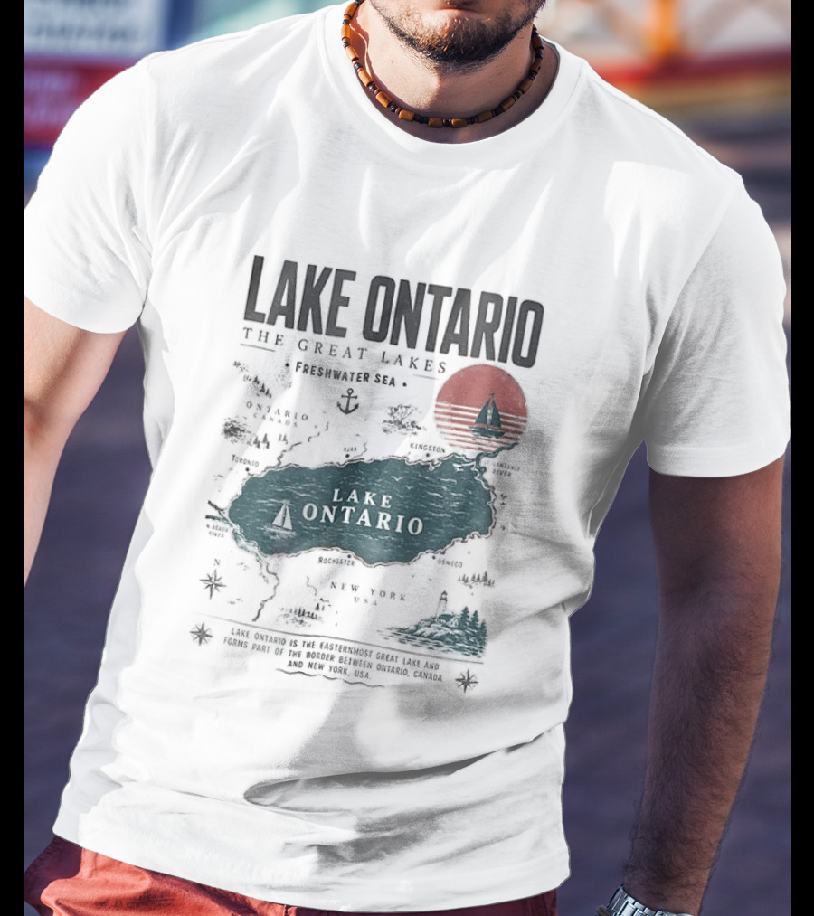 Lake Ontario Map And Sailboat The Great Lakes Resist T-Shirt