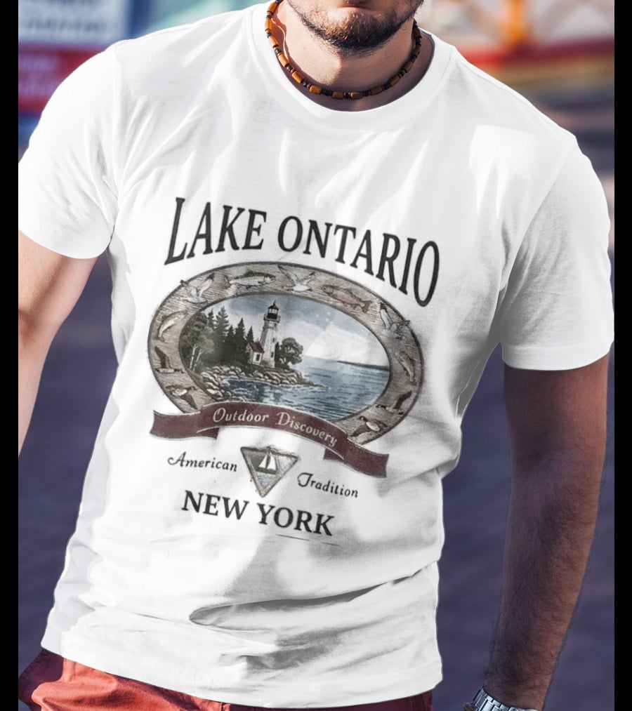 Lake Ontario New York Outdoor Discovery American Tradition 90s Nostalgia Camping Boating Fishing T-Shirt
