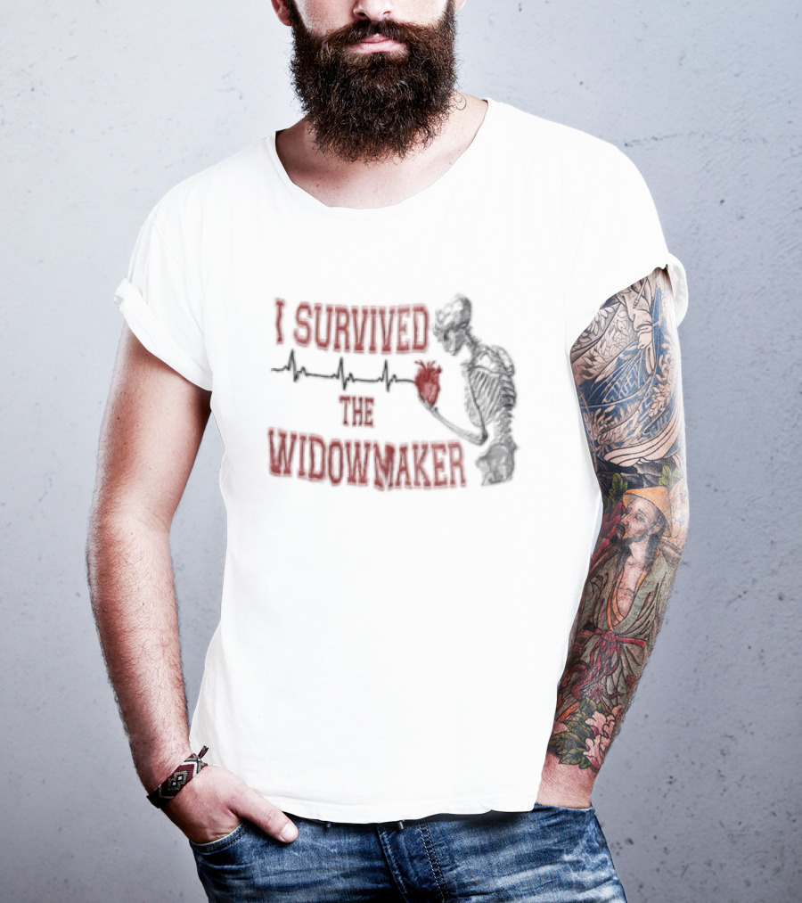 I Survived The Widowmaker Skeleton Holding Heart Rhythm T-Shirt