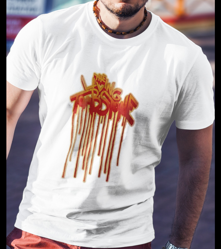 The Living Tombstone Red Orange Dripping Graffiti Font T-Shirt