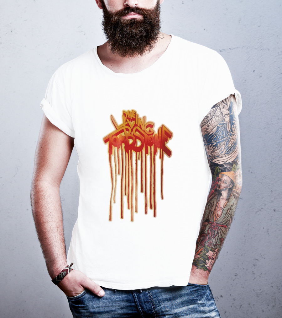 The Living Tombstone Red Orange Dripping Graffiti Font T-Shirt