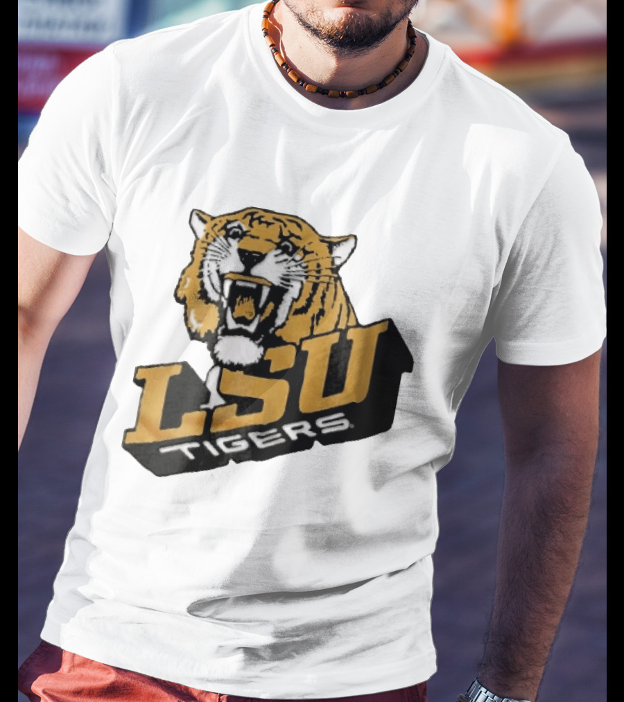 Louisiana State LSU Tigers Roaring 3D Block NCAA T-Shirt