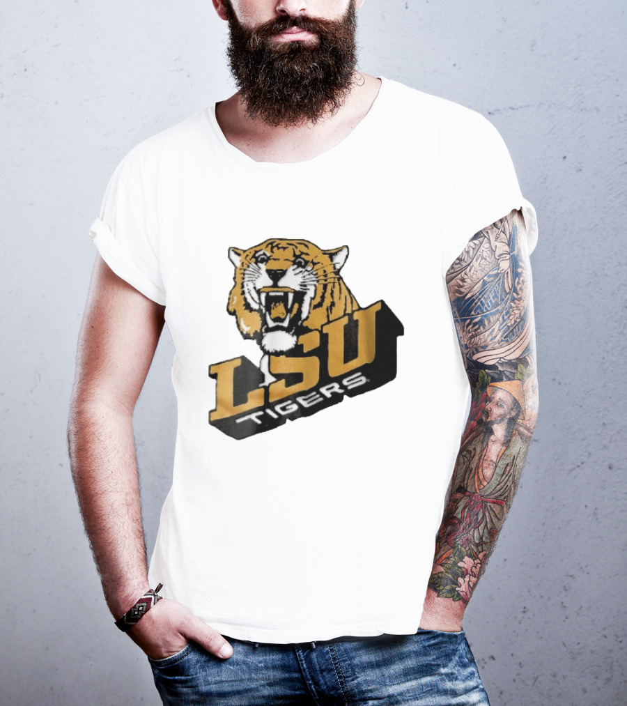 Louisiana State LSU Tigers Roaring 3D Block NCAA T-Shirt