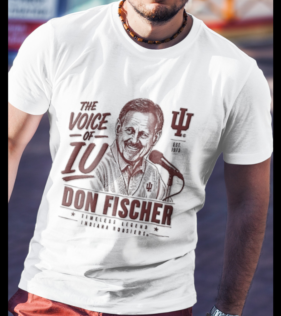 Indiana Hoosiers NCAA The Voice Of IU Don Fischer Timeless Legend Est 1973 Radio Announcer Microphone Line T-Shirt
