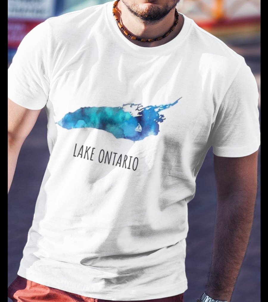 Lake Ontario Canada Map Watercolor T-Shirt