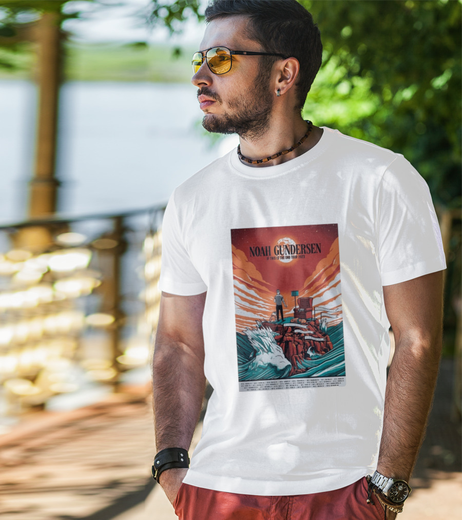 Noah Gundersen If This Is The End Tour 2023 Dramatic Ocean Waves Red Sky T-Shirt