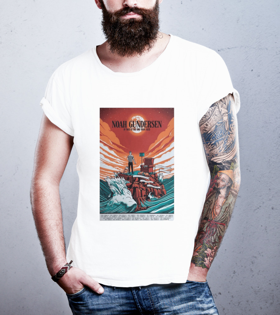 Noah Gundersen If This Is The End Tour 2023 Dramatic Ocean Waves Red Sky T-Shirt