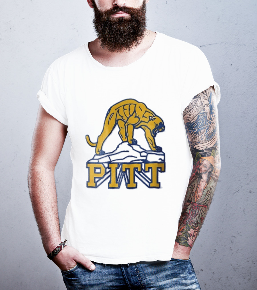 Pittsburgh Panthers Pitt Gold Panther Standing On Rock T-Shirt
