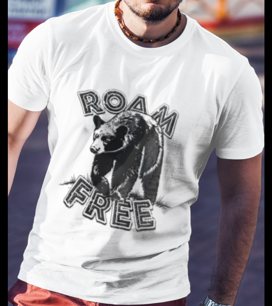 Roam Free Black Bear Distressed Walking Grass T-Shirt