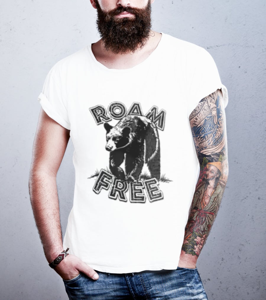 Roam Free Black Bear Distressed Walking Grass T-Shirt