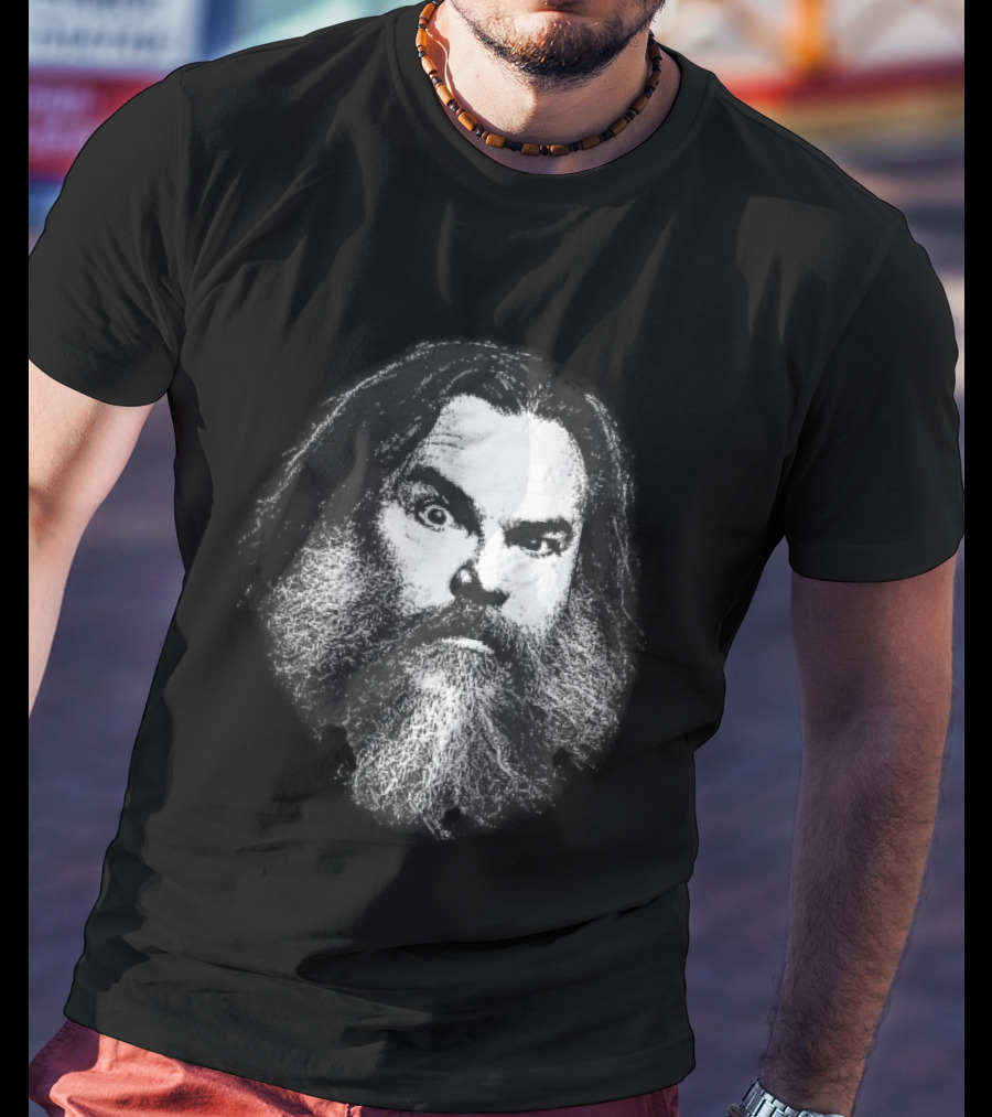 Jack Black High Contrast Monochromatic Stencil Beard Wide Eye Expression T-Shirt