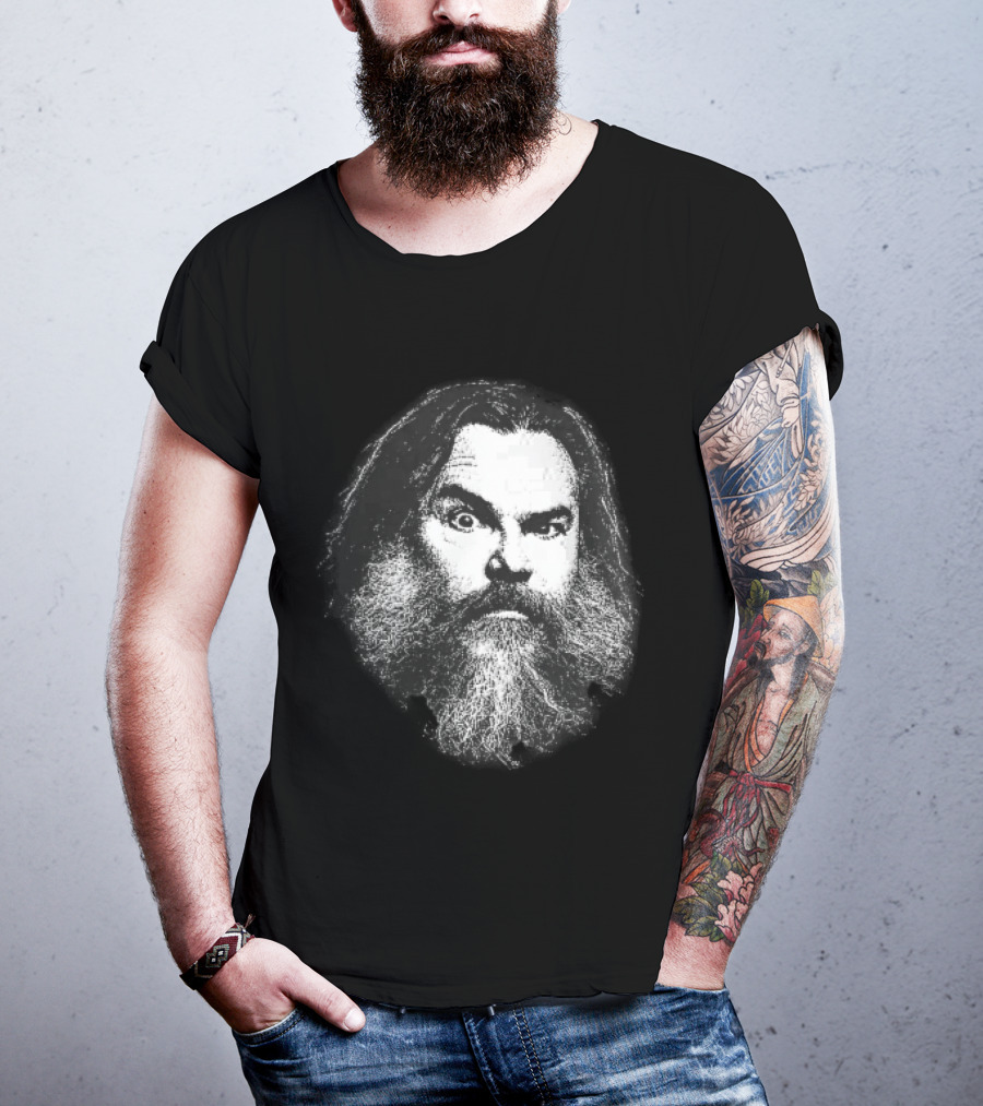 Jack Black High Contrast Monochromatic Stencil Beard Wide Eye Expression T-Shirt