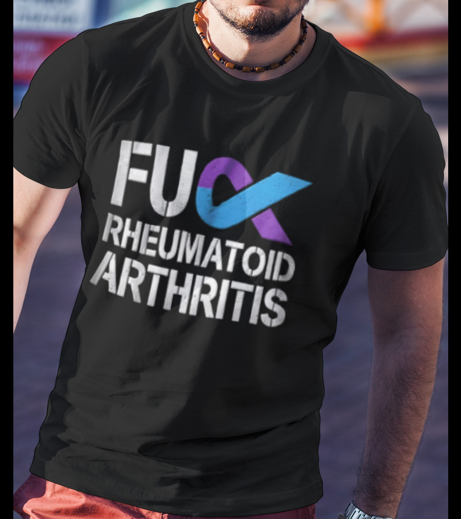 Fuck Rheumatoid Arthritis Purple Blue Awareness Ribbon T-Shirt