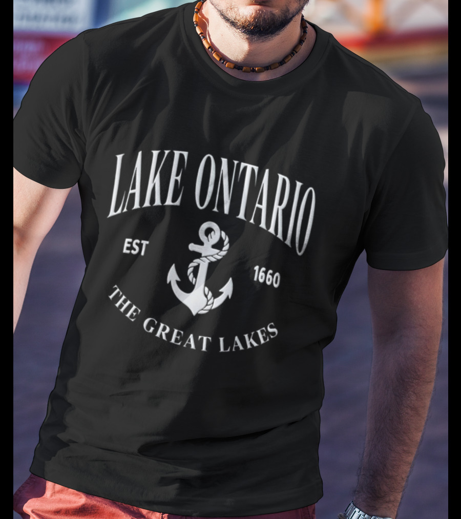 Lake Ontario The Great Lakes Est 1660 Anchor T-Shirt