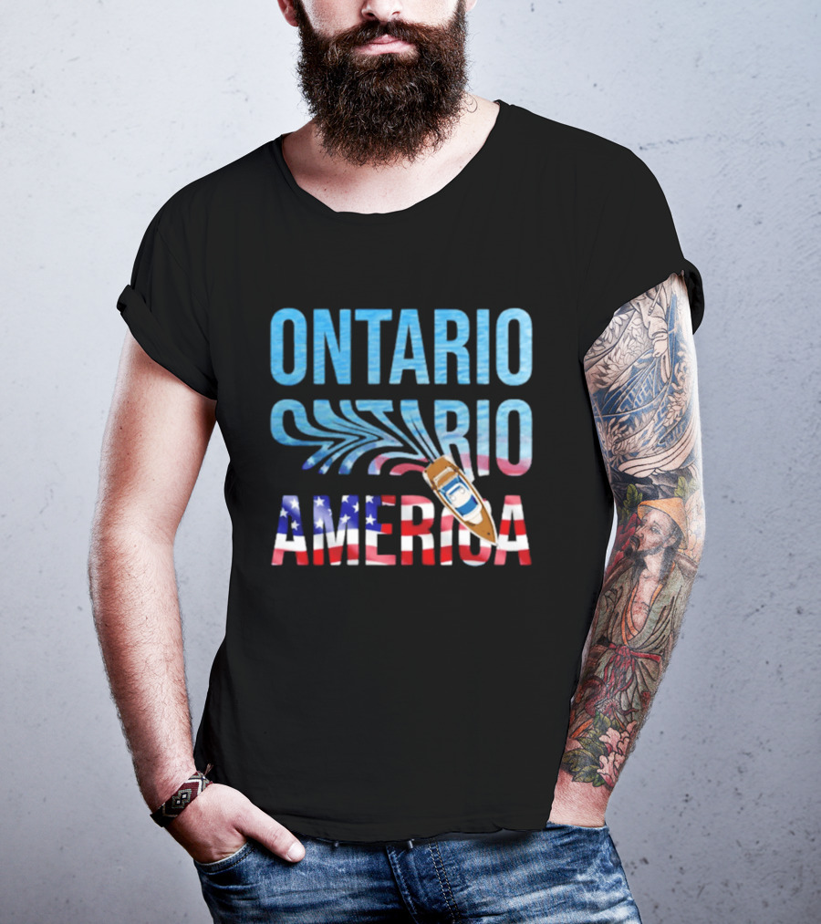 Lake Ontario To America Boat Journey With American Flag T-Shirt