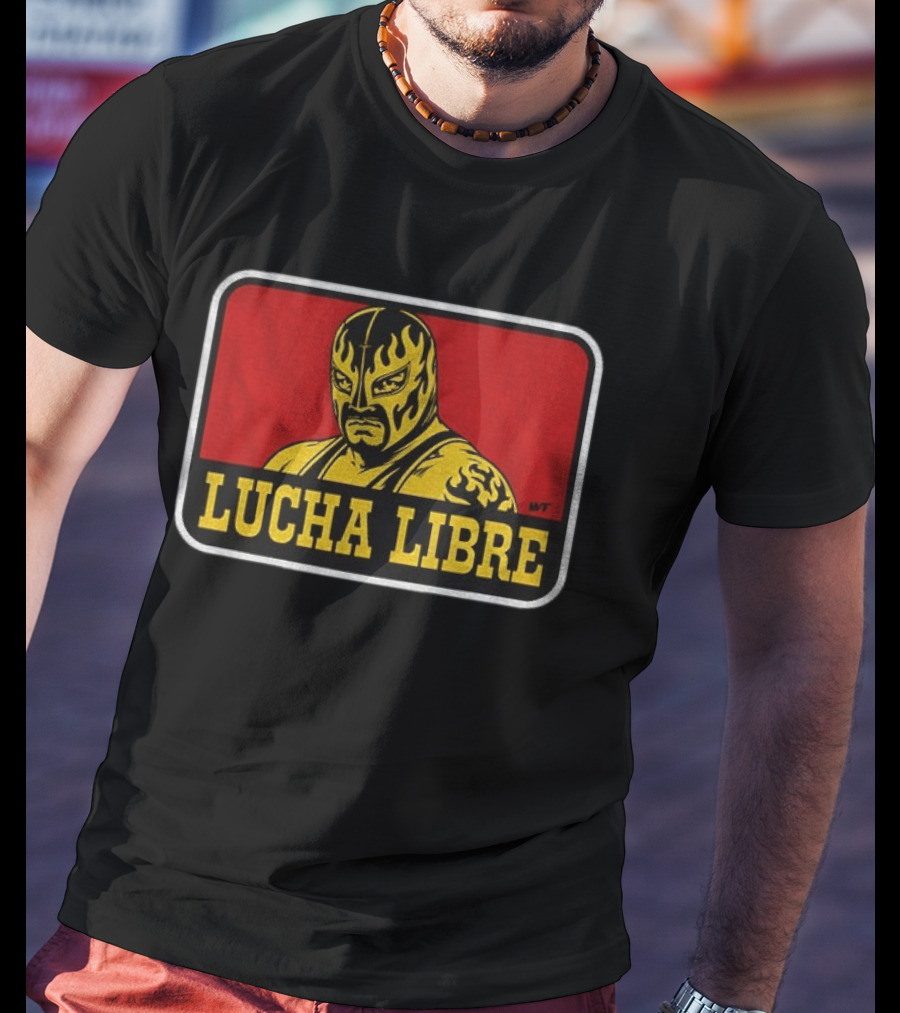 Lucha Libre Masked Wrestler Flames Tattoo Art Mexican Culture T-Shirt