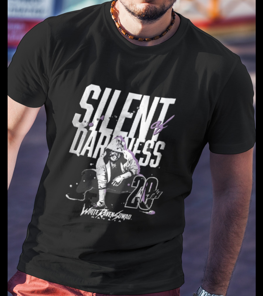 Silent Of Darkness White Raven 20th Masked Hooded Wrestler Halftone T-Shirt