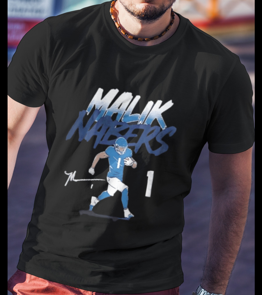 Malik Nabers Blue Jersey Number 1 Football Player T-Shirt