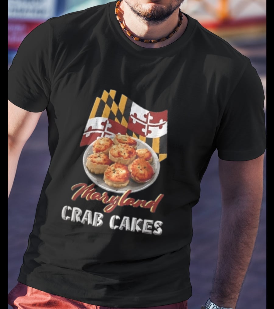 Maryland Crab Cakes Plate With State Flag T-Shirt