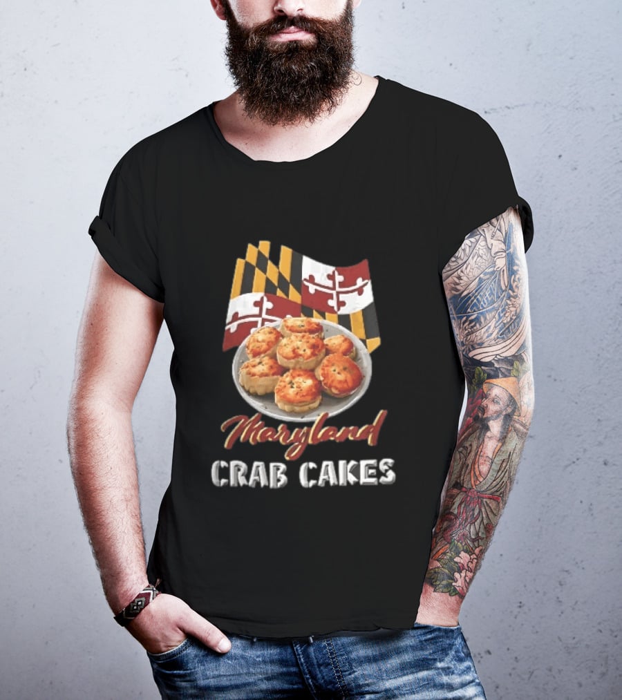 Maryland Crab Cakes Plate With State Flag T-Shirt