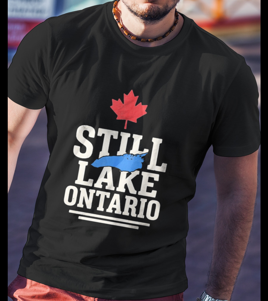 Still Lake Ontario Canada Map 2026 Red Maple Leaf T-Shirt