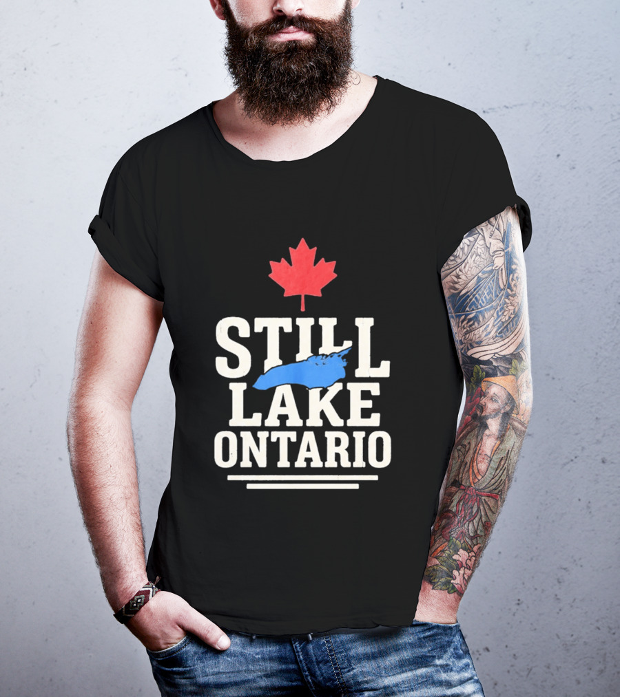 Still Lake Ontario Canada Map 2026 Red Maple Leaf T-Shirt