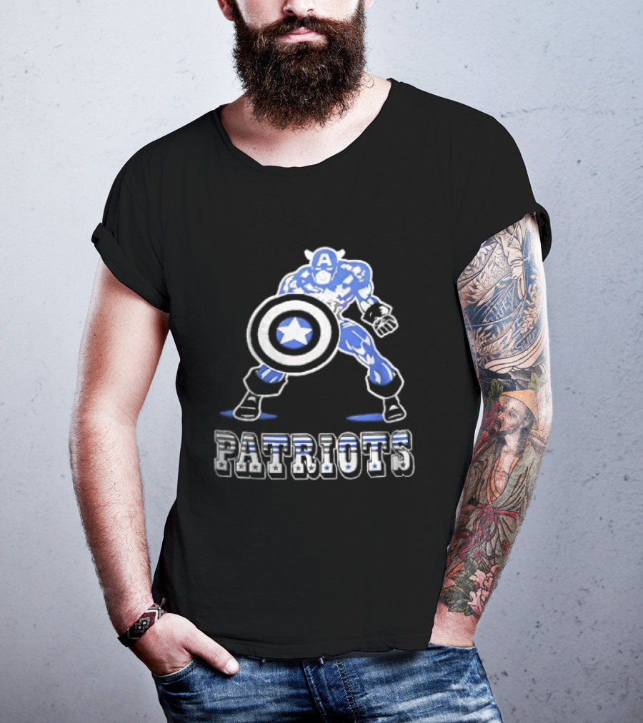 Patriots Stars And Stripes Captain Crouch Holding Shield T-Shirt