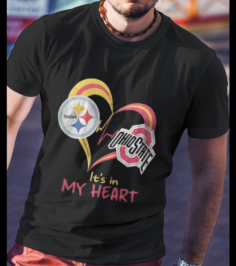 Pittsburgh Steelers Ohio State Buckeyes It's In My Heart EKG Pulse Line T-Shirt