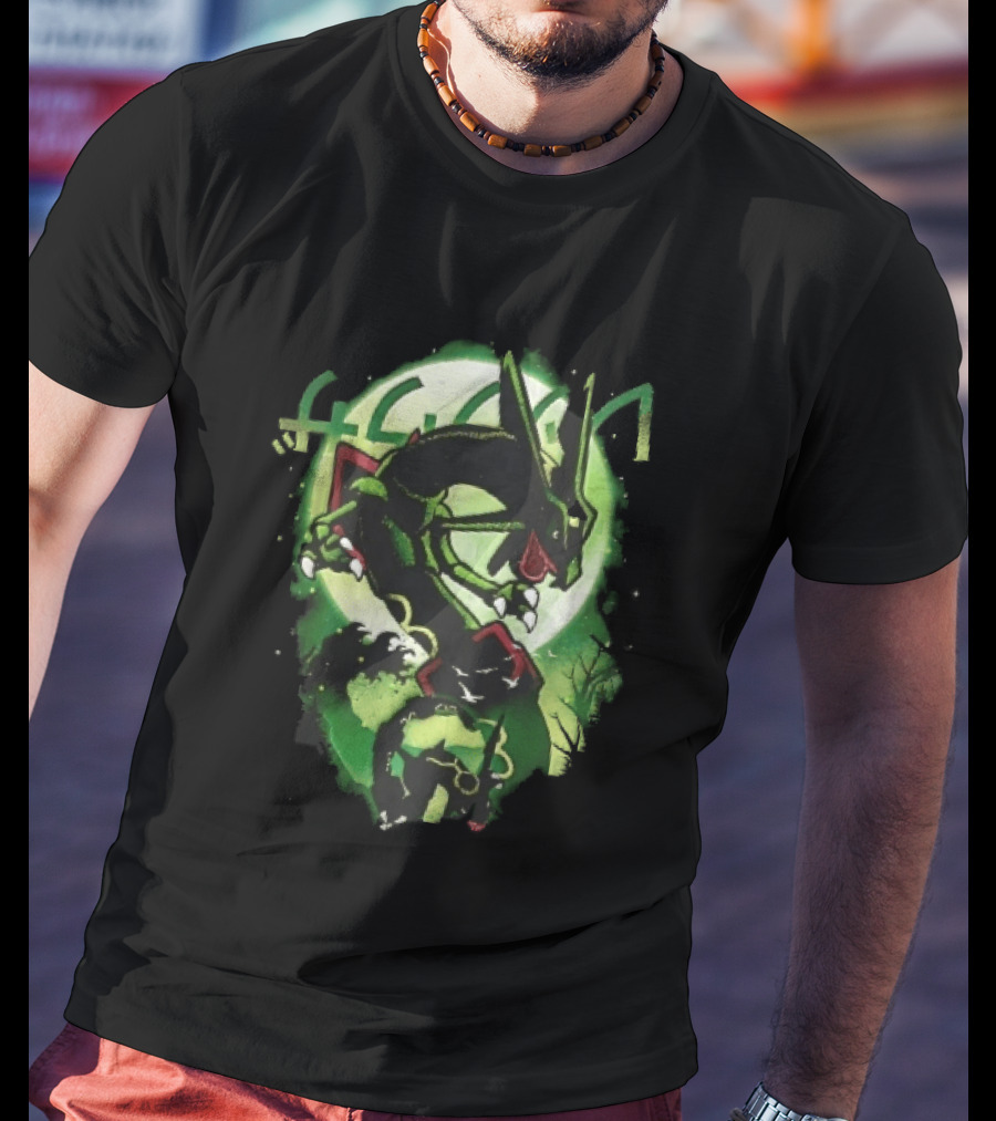Rayquaza Umbreon Full Moon Forest Green Glow Pokemon T-Shirt