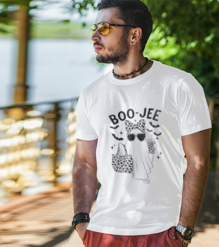 Boo Jee Halloween Ghost Leopard Bow Bag And Glasses T-Shirt