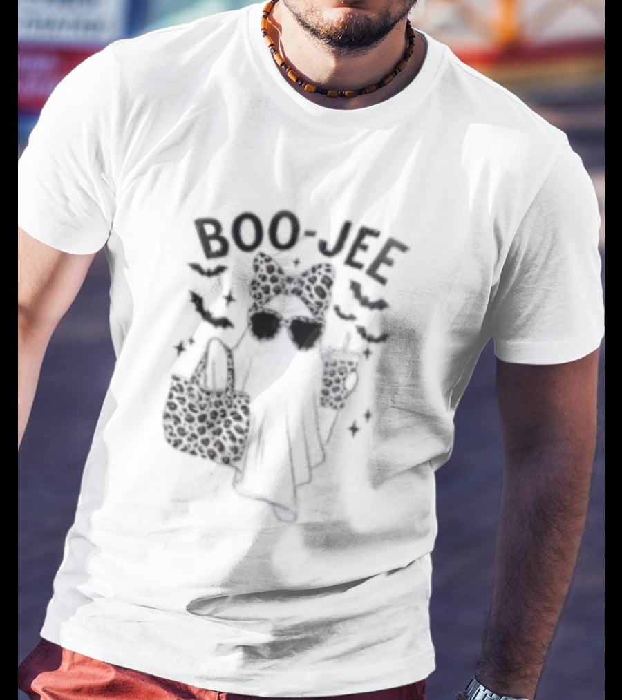 Boo Jee Halloween Ghost Leopard Bow Bag And Glasses T-Shirt
