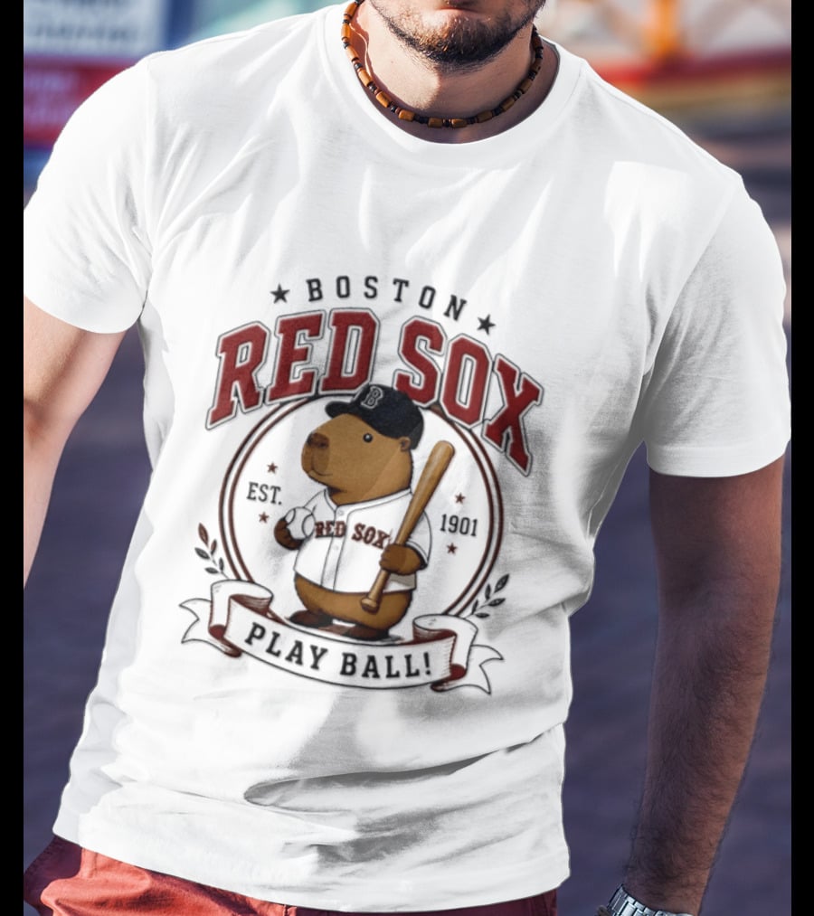Boston Red Sox Capybara Play Ball Est 1901 Baseball MLB T-Shirt