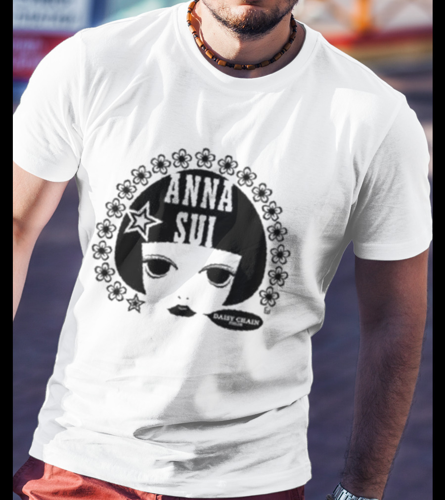 Anna Sui Daisy Chains Iconic Face Floral Circle T-Shirt
