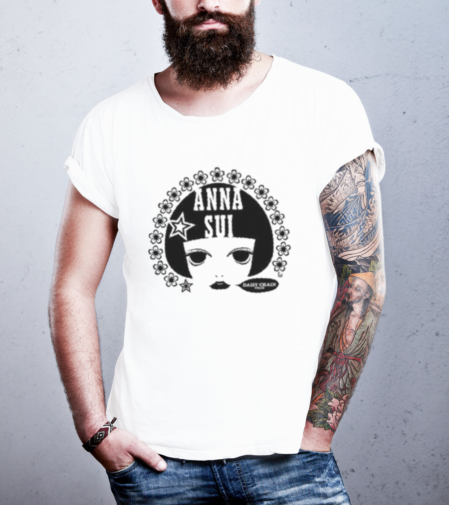 Anna Sui Daisy Chains Iconic Face Floral Circle T-Shirt