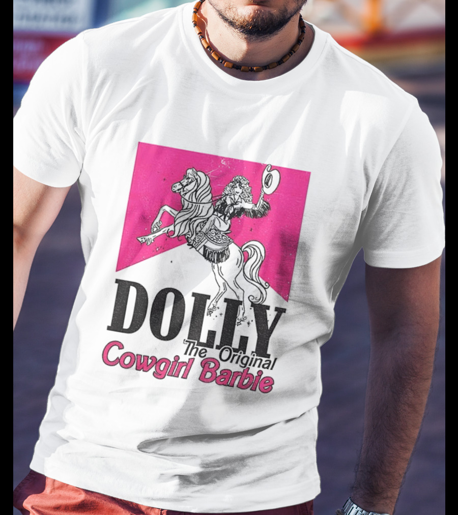Dolly The Original Cowgirl Barbie Pink Riding Horse T-Shirt