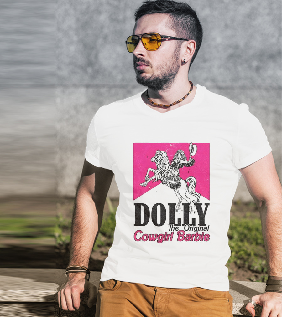 Dolly The Original Cowgirl Barbie Pink Riding Horse T-Shirt