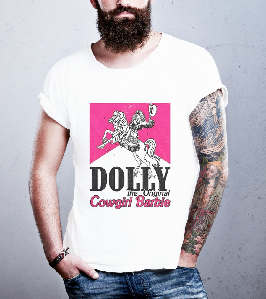 Dolly The Original Cowgirl Barbie Pink Riding Horse T-Shirt