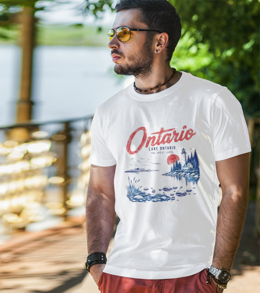 Ontario Lake Ontario The Great Lakes Lighthouse Scene T-Shirt