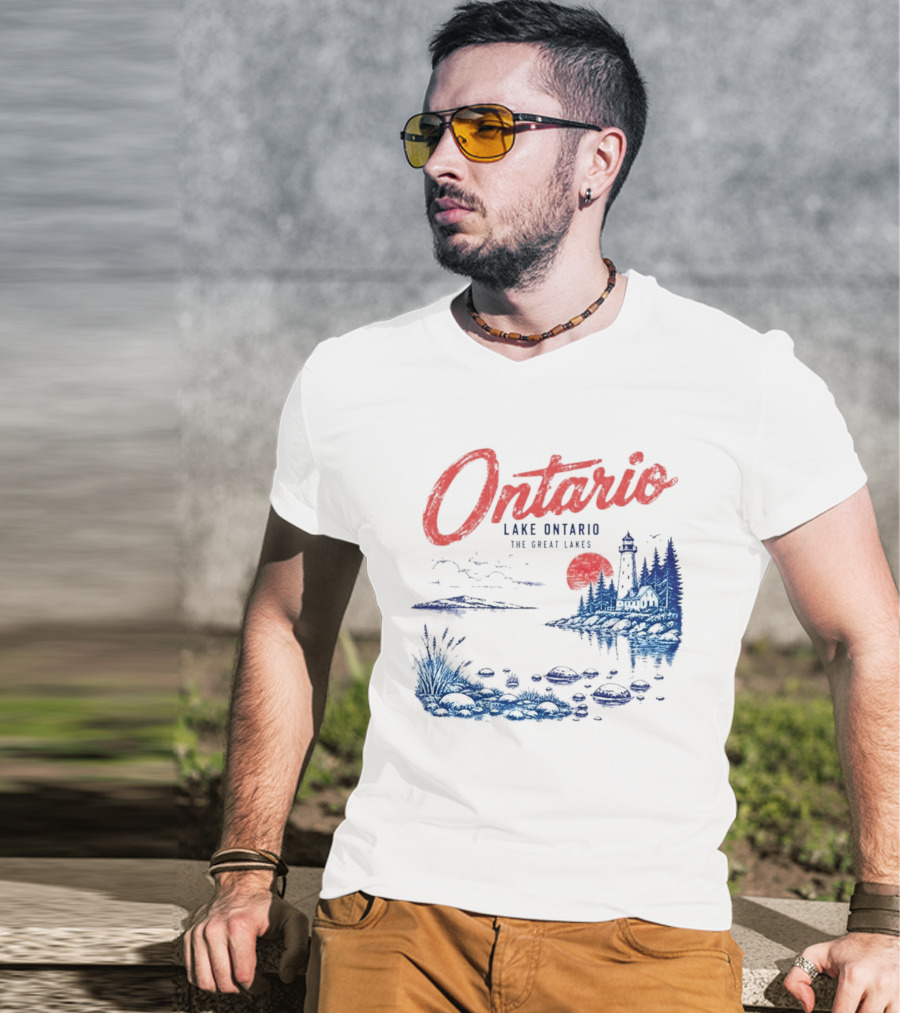 Ontario Lake Ontario The Great Lakes Lighthouse Scene T-Shirt