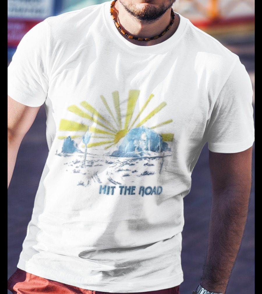 Hit The Road Sunburst Desert Mountains Saguaro Cactus T-Shirt