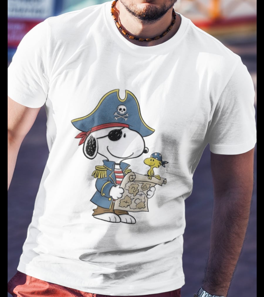 Snoopy Pirate Adventure With Treasure Map And Woodstock T-Shirt