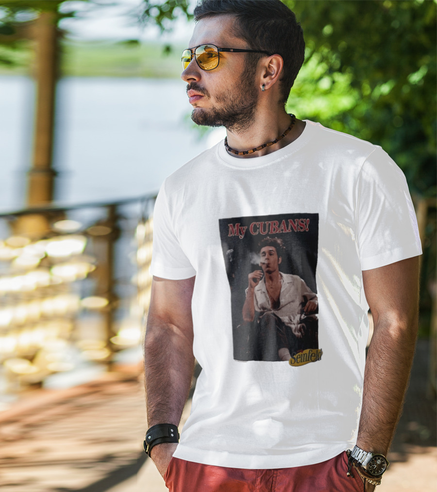 Seinfeld My Cubans Cosmo Kramer Smoking Cigar In Leather Chair T-Shirt