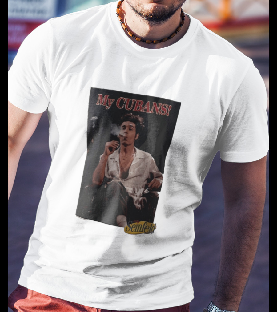 Seinfeld My Cubans Cosmo Kramer Smoking Cigar In Leather Chair T-Shirt