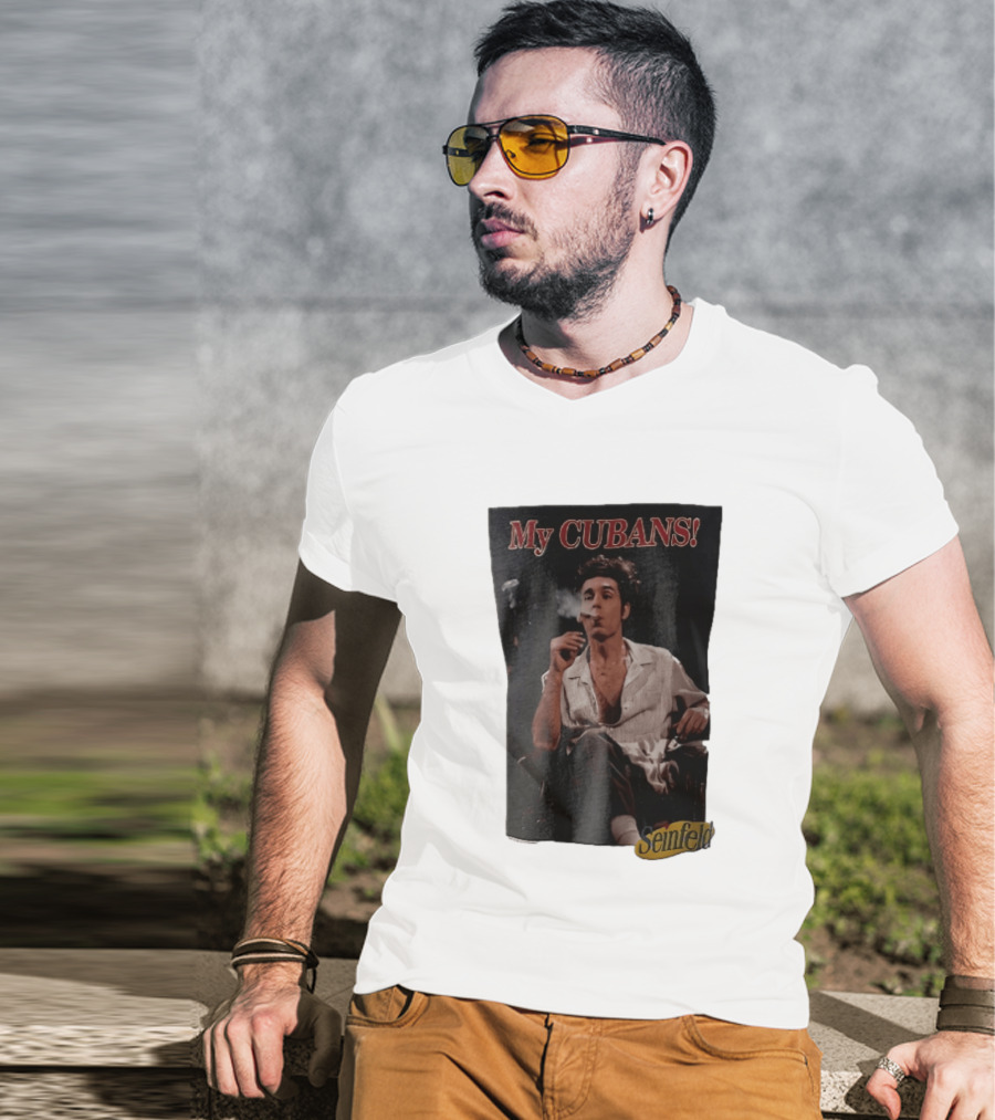 Seinfeld My Cubans Cosmo Kramer Smoking Cigar In Leather Chair T-Shirt